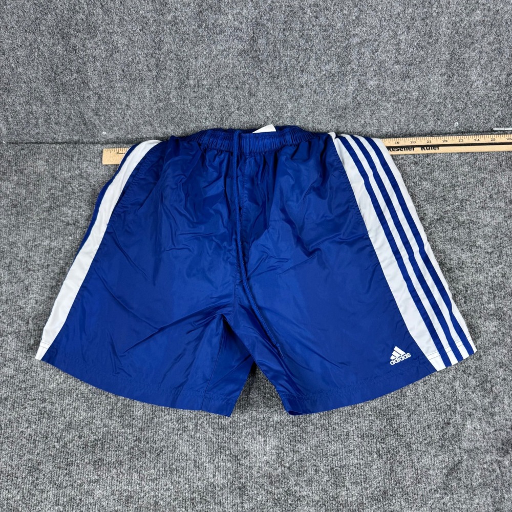 Adidas Shorts Mens Size S Blue Nylon Three Stripe Athletic Mesh Lined